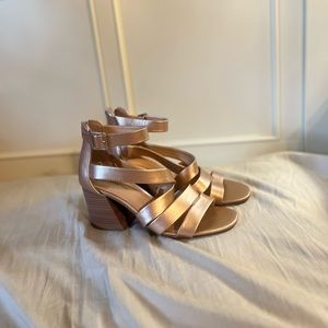 never before worn rose gold strap heels